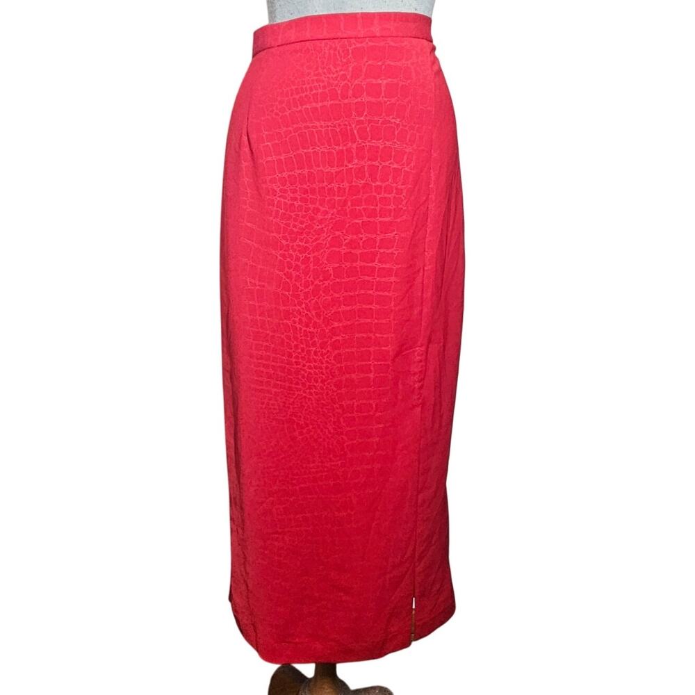 Red Animal Print Midi Pencil Skirt Size 16